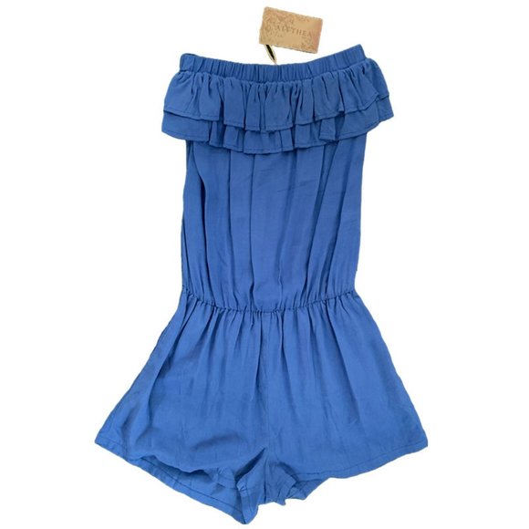 Strapless Ruffled Romper Jumpsuit w/Pockets - Picture 2 of 5